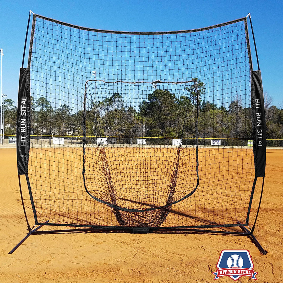 Hit Run Steal Heavy Duty Softball Baseball Net & Carrying Bag, Black (Used)