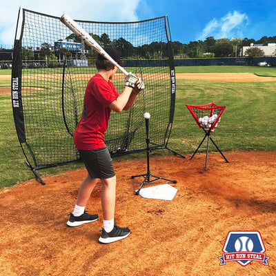 Hit Run Steal Heavy Duty Softball Baseball Net and Carrying Bag for Sport, Black - VMInnovations