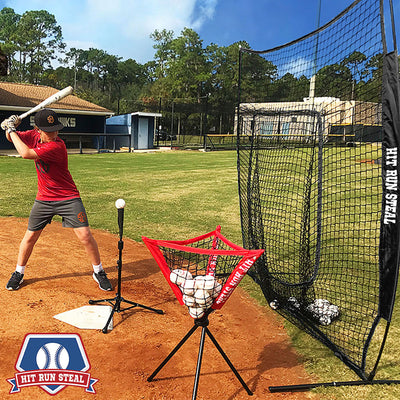 Hit Run Steal Heavy Duty Softball Baseball Net and Carrying Bag for Sport, Black - VMInnovations