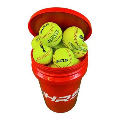 Hit Run Steal 12" Softballs w/6 Gallon Bucket & Padded Seat Top, Red (Open Box) - VMInnovations