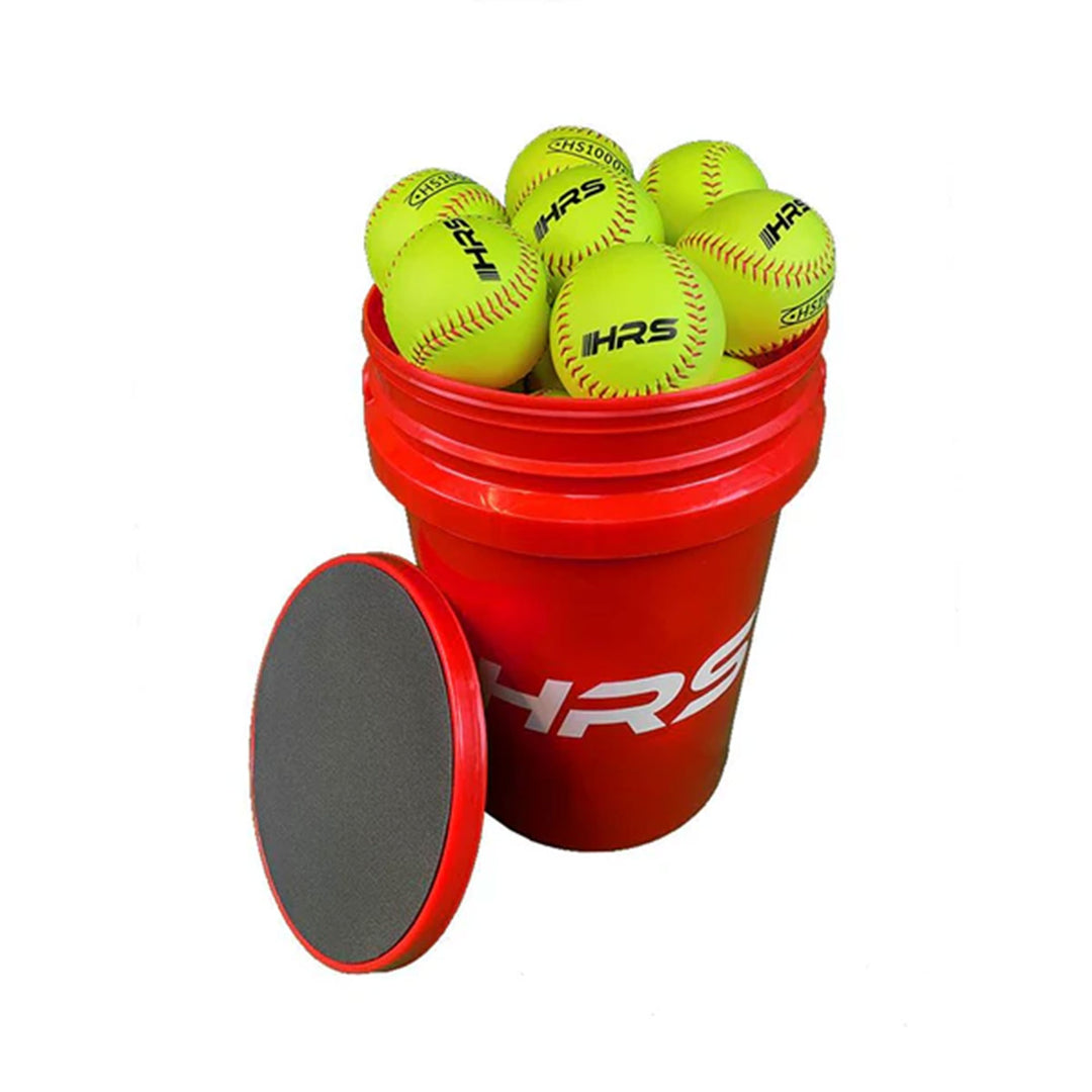 Hit Run Steal 12" Softballs w/6 Gallon Bucket & Padded Seat Top, Red (Open Box)