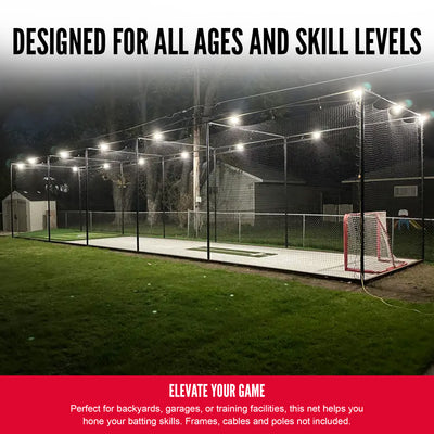 Hit Run Steal 10 x 10 x 35 Batting Cage Net Only, 1.75" Mesh, Black (Open Box) - VMInnovations