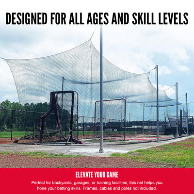 Hit Run Steal 12x12x55ft Batting Cage Net Only, 1.75" Mesh, Black (Open Box) - VMInnovations