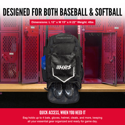 Hit Run Steal Bat Bag Backpack, Holds 4 Bats, Glove, and Helmet, Black Camo