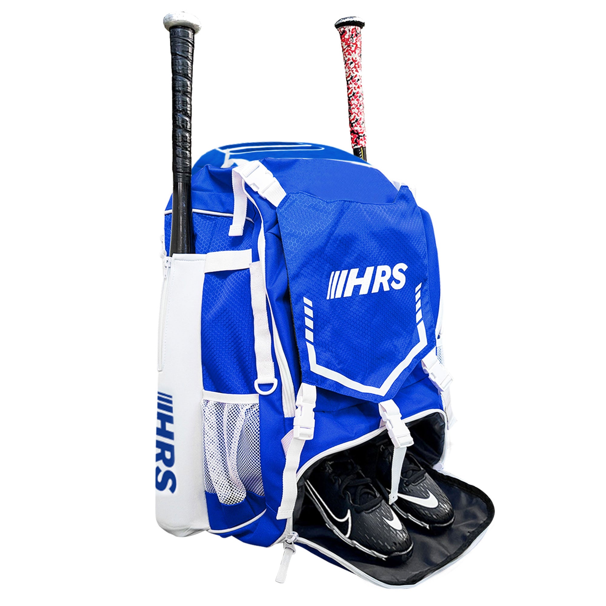 Hit Run Steal Bat Bag Backpack, Holds 4 Bats, Glove, and Helmet, Royal Blue - VMInnovations