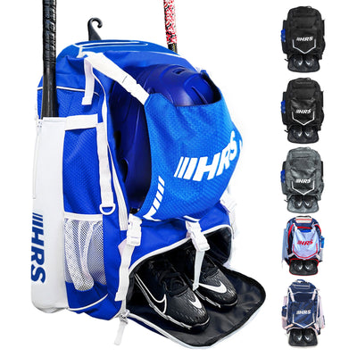 Hit Run Steal Bat Backpack, Holds 4 Bats, Glove, & Helmet, Royal Blue (Open Box) - VMInnovations
