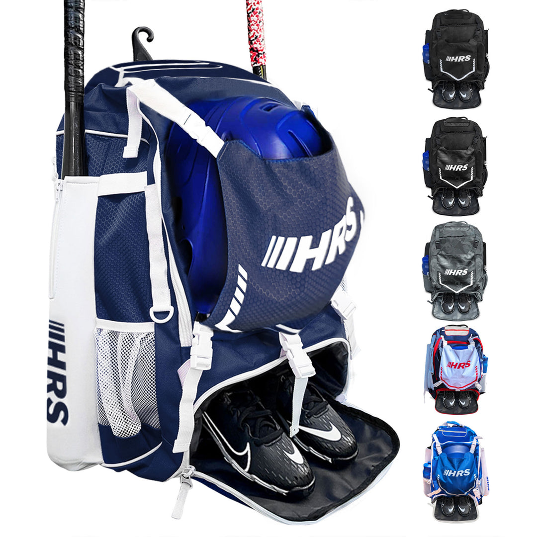 Hit Run Steal Bat Bag Backpack, Holds up to 4 Bats, Glove, and Helmet (Open Box)