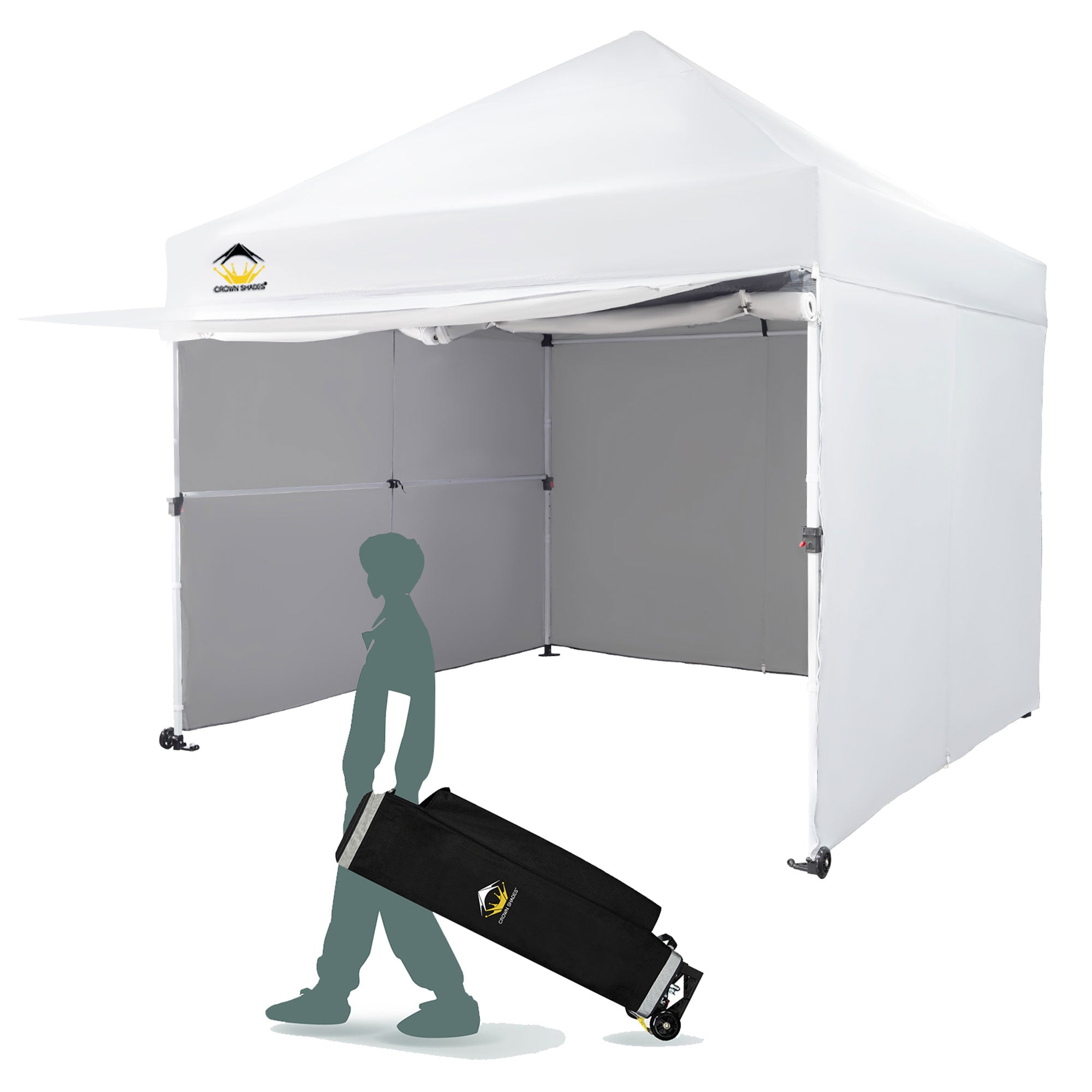 Crown Shades 10 x 10ft Instant Canopy Commercial Shelter w/4 Walls, White (Used) - VMInnovations