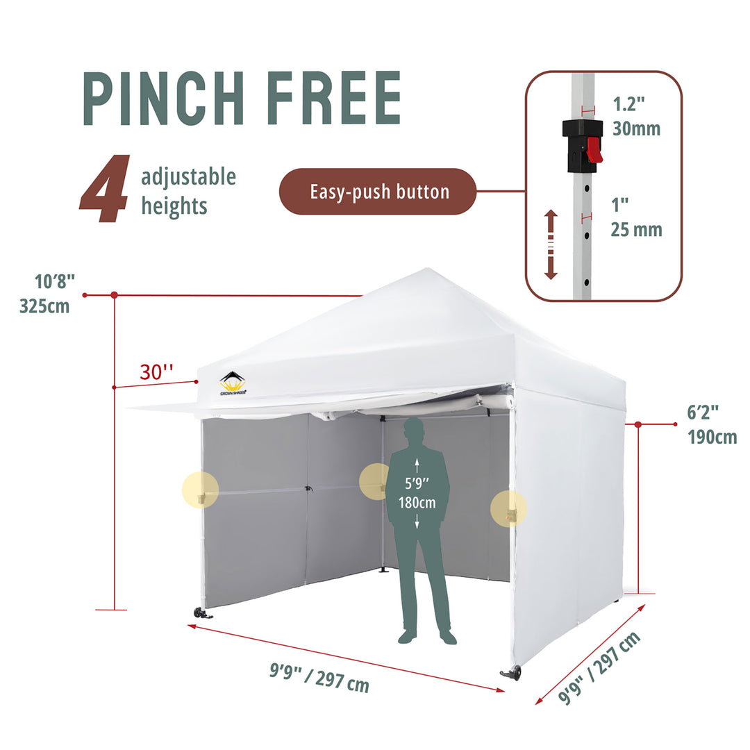 Crown Shades 10 x 10ft Instant Canopy Commercial Shelter w/4 Walls, White (Used)