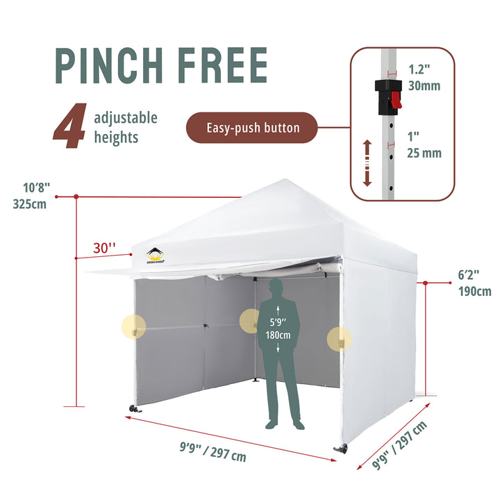 Crown Shades 10 x 10ft Instant Canopy Commercial Shelter w/4 Walls, White (Used)