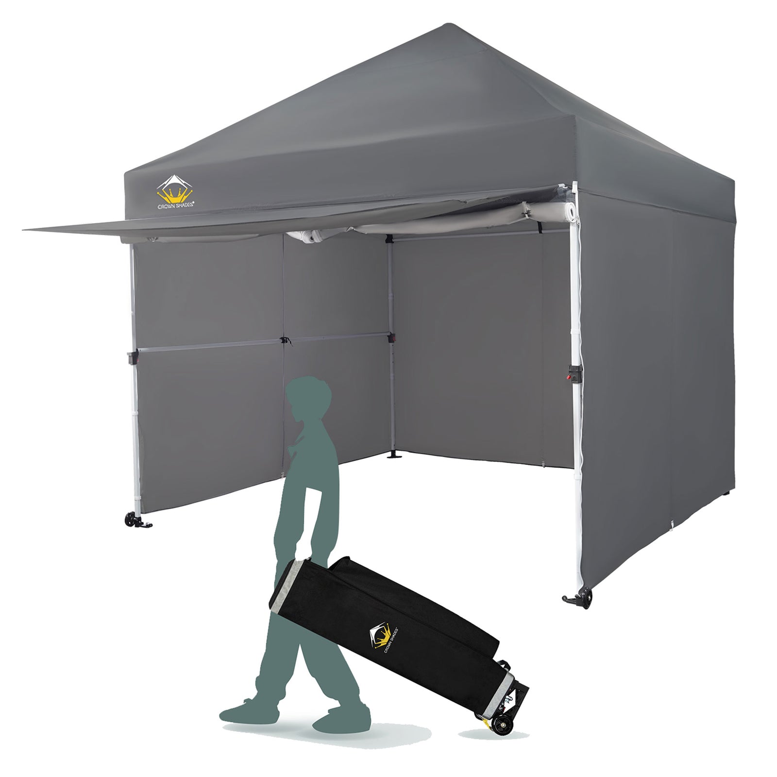 Crown Shades 10 x 10ft Instant Canopy Commercial Shelter w/4 Walls, Grey (Used) - VMInnovations