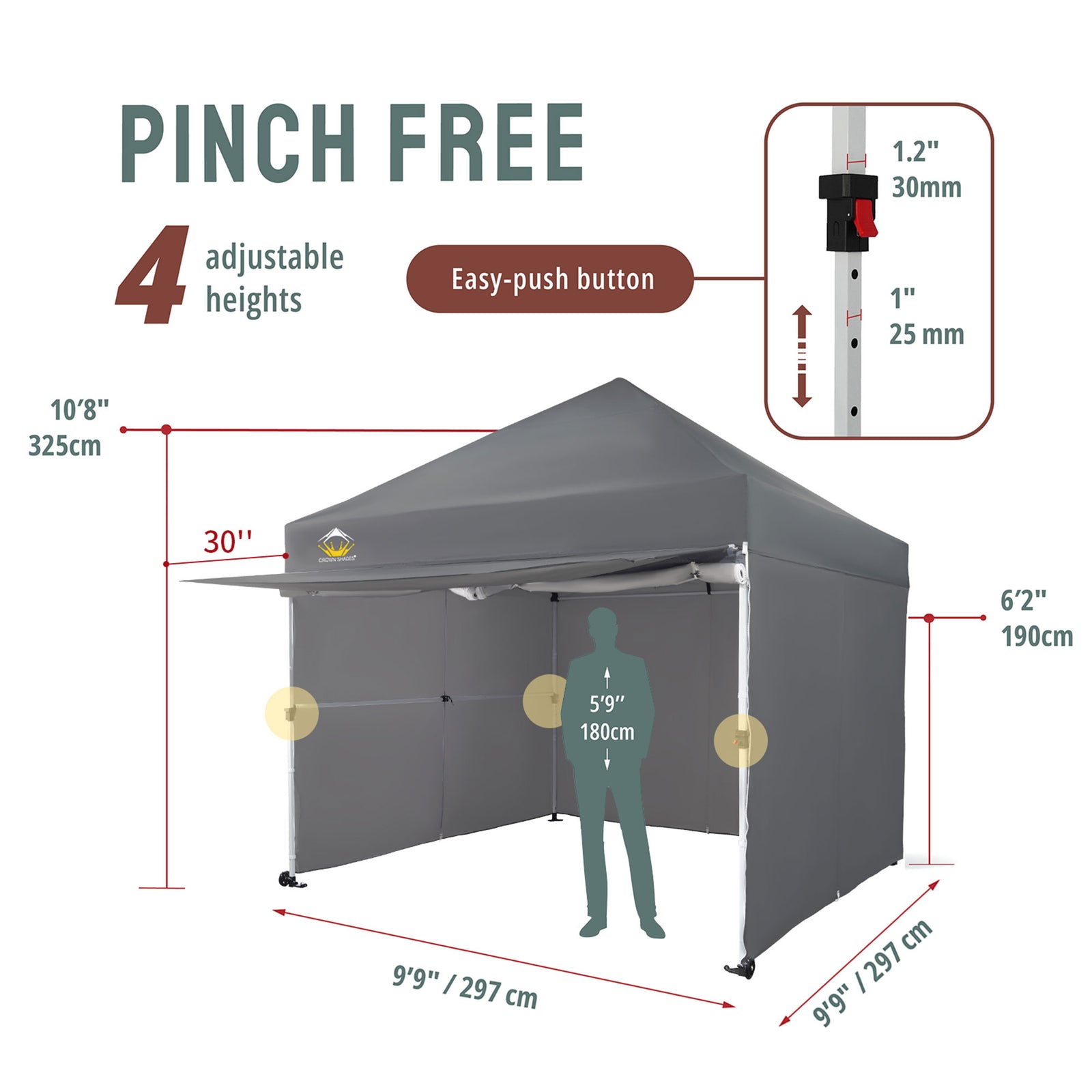 Crown Shades 10 x 10ft Instant Canopy Commercial Shelter w/4 Walls, Grey (Used) - VMInnovations