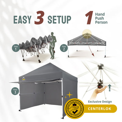 Crown Shades 10 x 10ft Instant Canopy Commercial Shelter w/4 Walls, Grey (Used) - VMInnovations