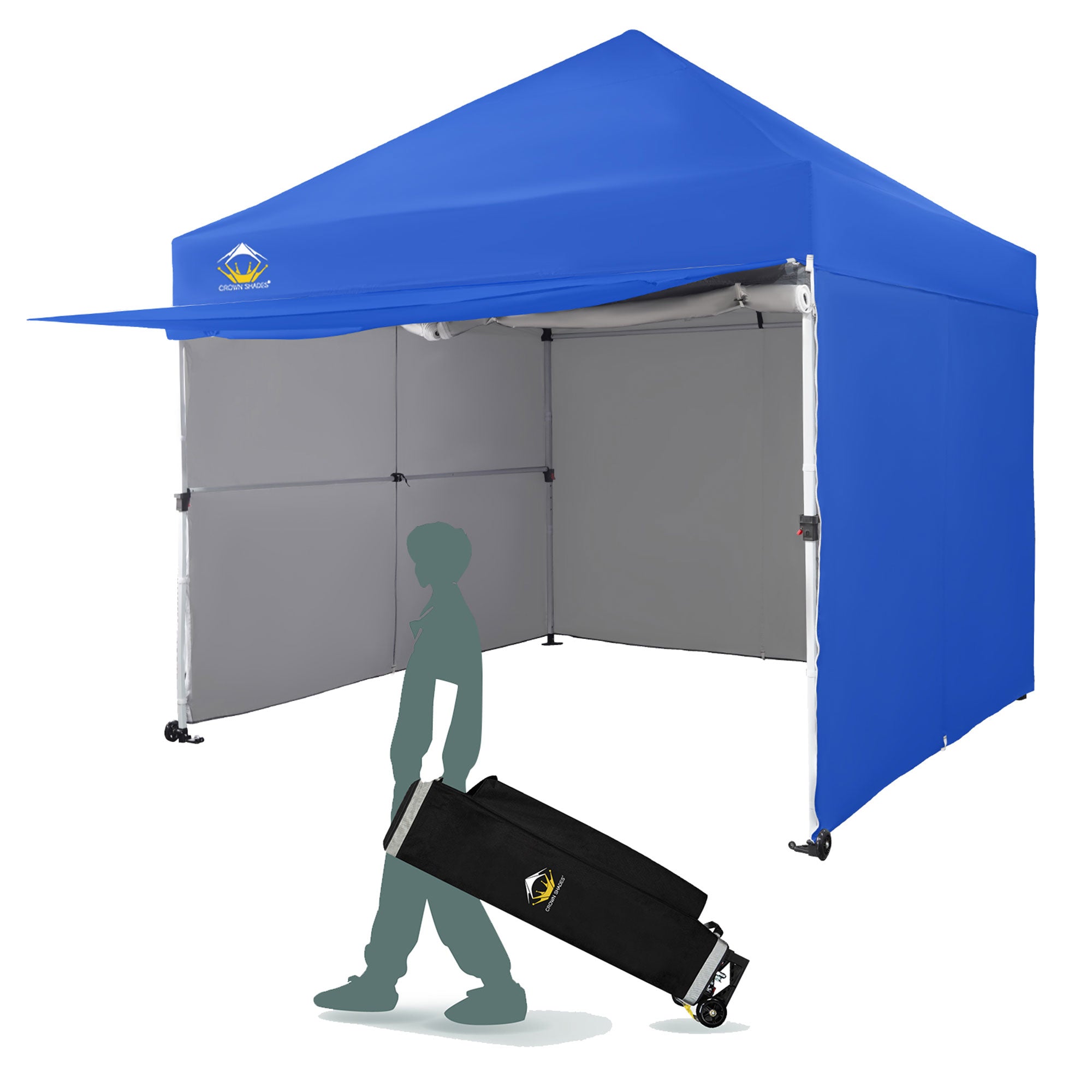 Crown Shades 10x10 Ft Instant Canopy Shelter with 4 Walls, Blue (Used) - VMInnovations