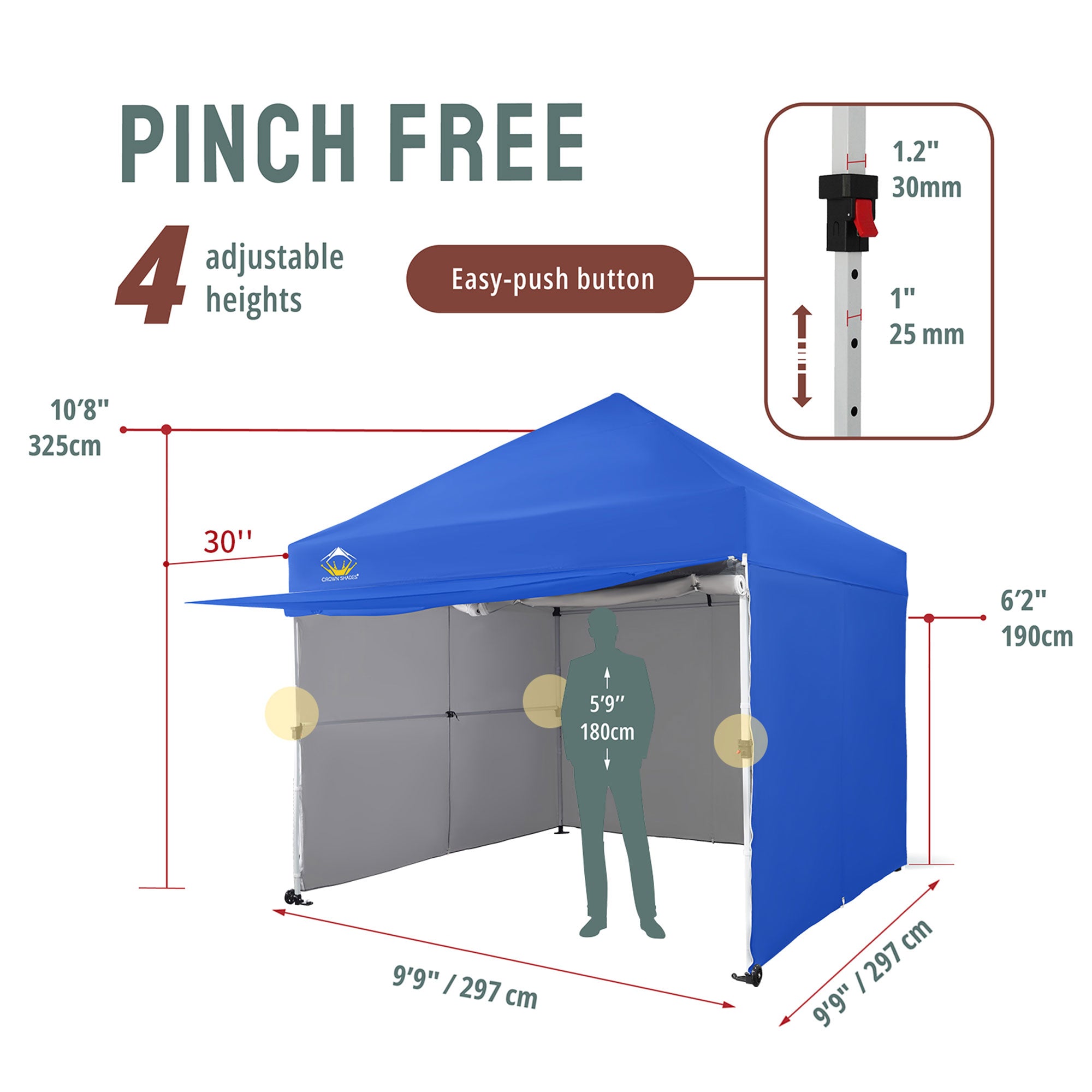 Crown Shades 10x10 Ft Instant Canopy Shelter with 4 Walls, Blue (Used) - VMInnovations