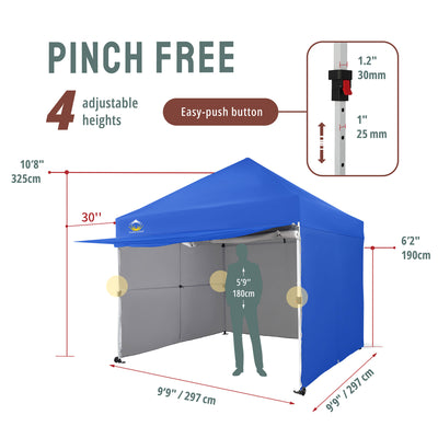 Crown Shades 10x10 Ft Instant Canopy Shelter with 4 Walls, Blue (Used) - VMInnovations