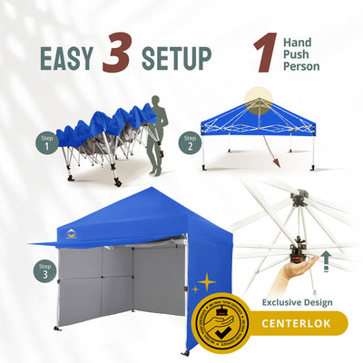 Crown Shades 10x10 Ft Instant Canopy Shelter with 4 Walls, Blue (Used) - VMInnovations