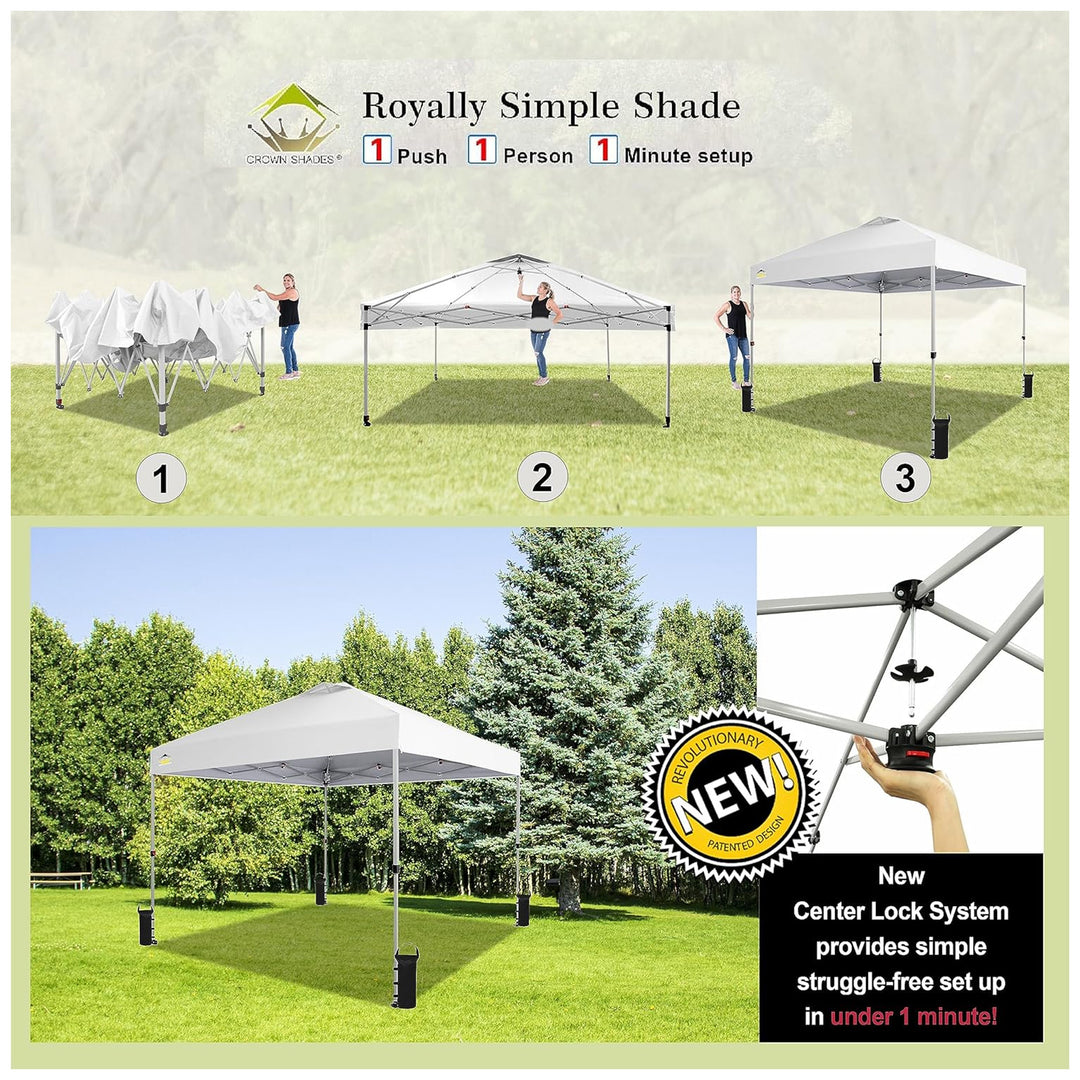 Crown Shades 10x10 Pop Up Canopy, Beach Tent w/Game Wall Netting, White (Used)