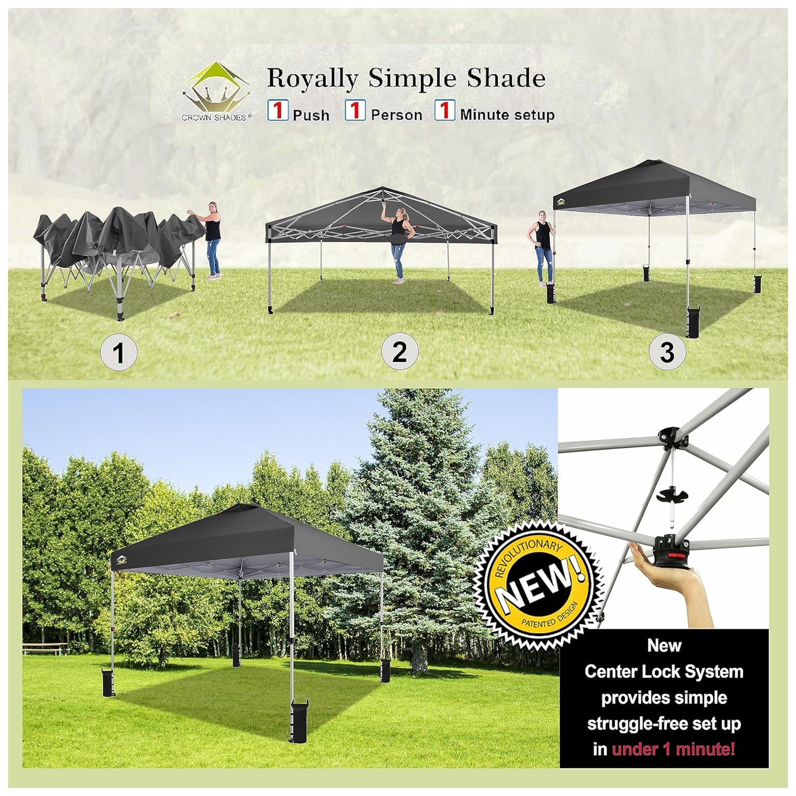 Crown Shades 10x10 Pop Up Canopy, Beach Tent w/Game Wall Netting, Grey (Used) - VMInnovations