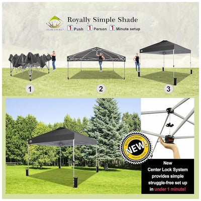 Crown Shades 10x10 Pop Up Canopy, Beach Tent w/Game Wall Netting, Grey (Used) - VMInnovations