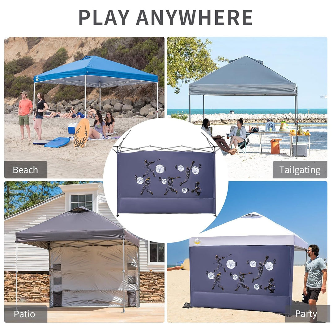 Crown Shades 10x10 Pop Up Canopy, Beach Tent w/Game Wall Netting, Grey (Used) - VMInnovations