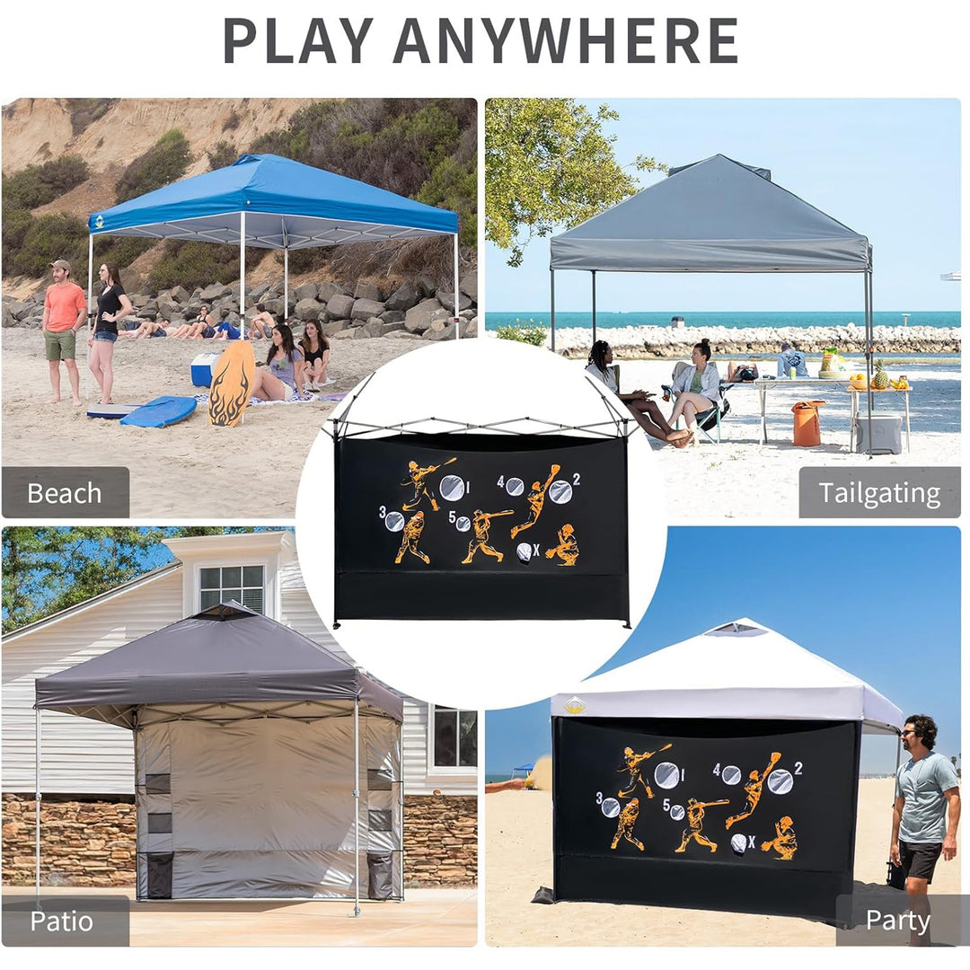 Crown Shades 10x10 Pop Up Canopy, Beach Tent w/Game Wall Netting, Black (Used) - VMInnovations