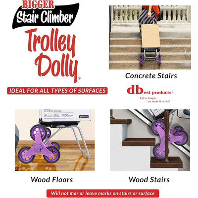 dbest products Stair Climber Bigger Trolley 6 Wheel Foldable Cart Dolly, Purple - VMInnovations