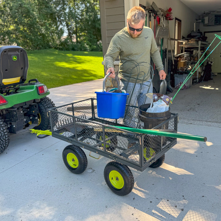 Yard Tuff 3-in-1 Dual Side Dump Wagon with Fold Down Sides and 1000 lb. Capacity