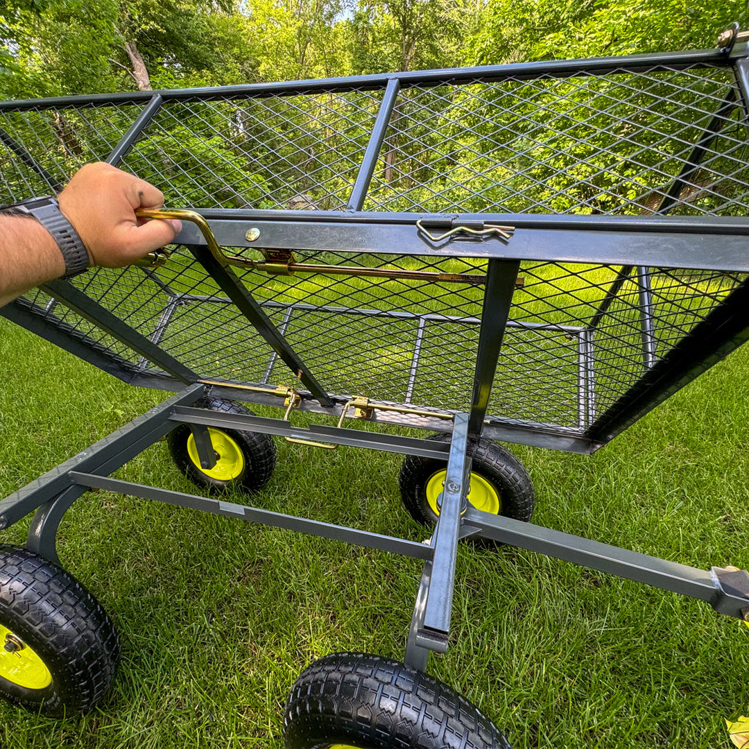 Yard Tuff 3-in-1 Dual Side Dump Wagon, Fold Down Sides,1000 lb. limit (Open Box)
