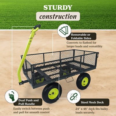 Yard Tuff 3-in-1 Dual Side Dump Wagon w/Folding Sides & 1000 lb. Capacity (Used)