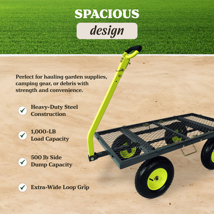 Yard Tuff 3-in-1 Dual Side Dump Wagon with Fold Down Sides and 1000 lb. Capacity