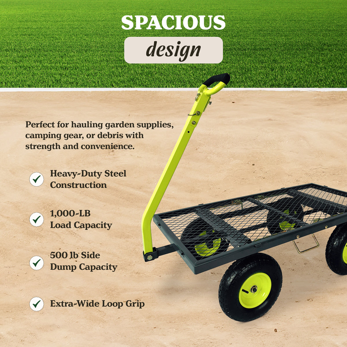 Yard Tuff 3-in-1 Dual Side Dump Wagon w/Folding Sides & 1000 lb. Capacity (Used)