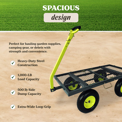 Yard Tuff 3-in-1 Dual Side Dump Wagon w/Folding Sides & 1000 lb. Capacity (Used)