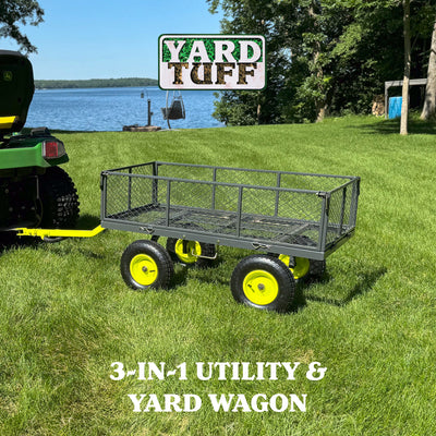 Yard Tuff 3-in-1 Dual Side Dump Wagon w/Folding Sides & 1000 lb. Capacity (Used)