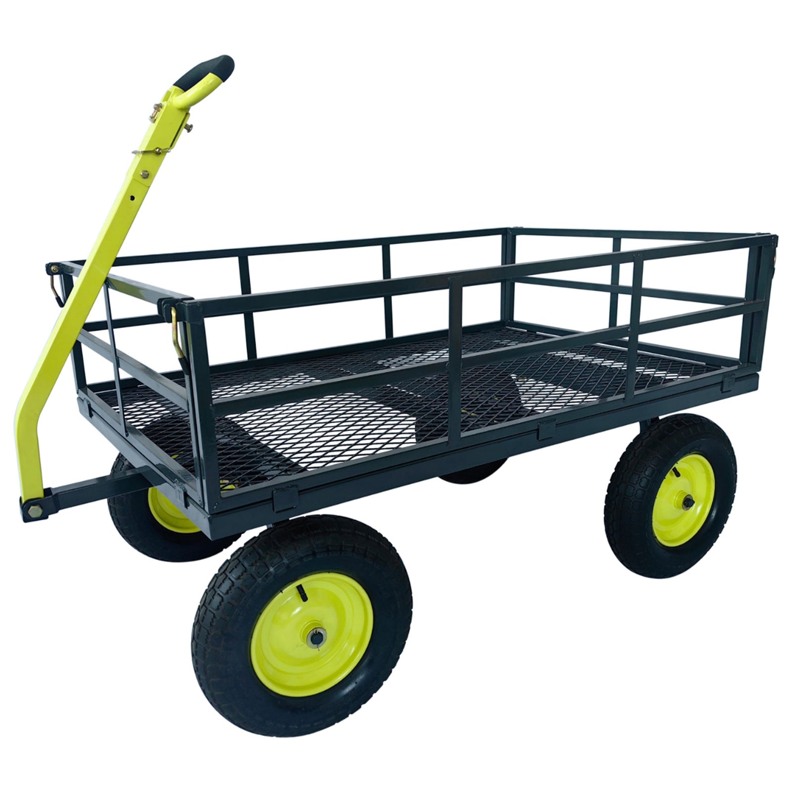 Yard Tuff Jumbo Wagon Steel Mesh Deck Utility Outdoor Yard Cart, 34 x 52 Inch - VMInnovations