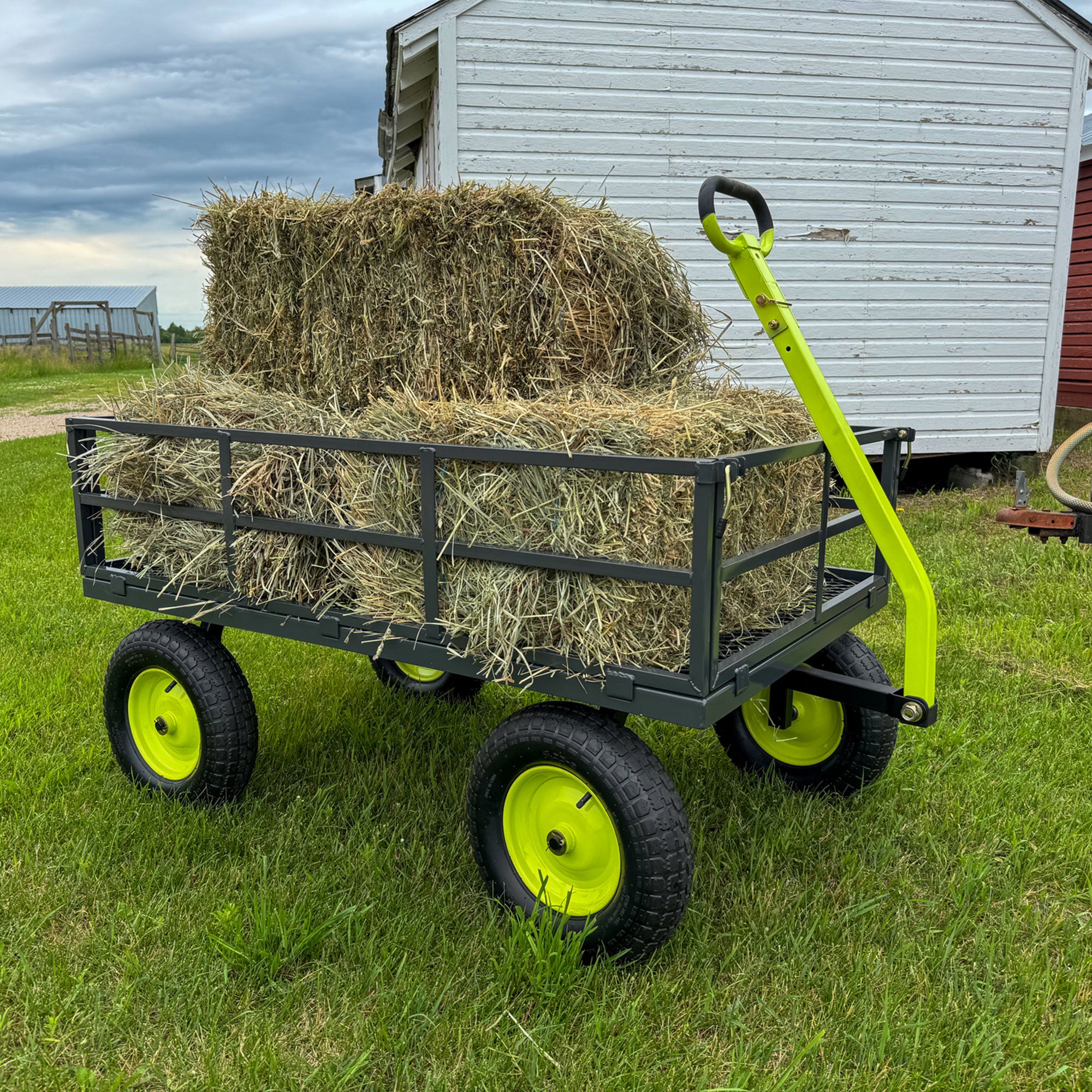 Yard Tuff Jumbo Wagon Steel Mesh Deck Utility Outdoor Yard Cart, 34 x 52 Inch - VMInnovations
