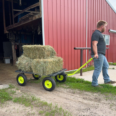 Yard Tuff Jumbo Wagon Steel Mesh Deck Utility Outdoor Yard Cart, 34 x 52 Inch - VMInnovations