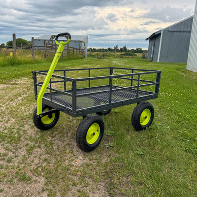 Yard Tuff Jumbo Wagon Steel Mesh Deck Utility Outdoor Yard Cart, 34 x 52 Inch - VMInnovations