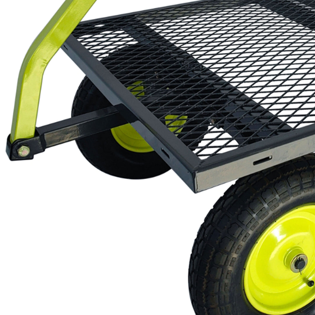 Yard Tuff Jumbo Wagon Steel Mesh Deck Utility Outdoor Yard Cart, 34 x 52 Inch