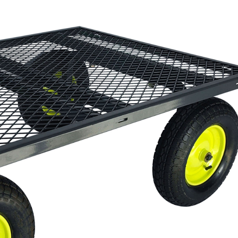 Yard Tuff Jumbo Wagon Steel Mesh Deck Utility Outdoor Yard Cart, 34 x 52 Inch