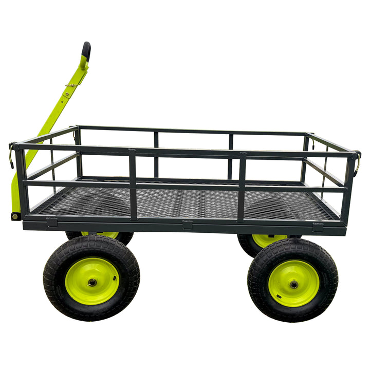 Yard Tuff Jumbo Wagon Steel Mesh Deck Utility Outdoor Yard Cart, 34 x 52 Inch