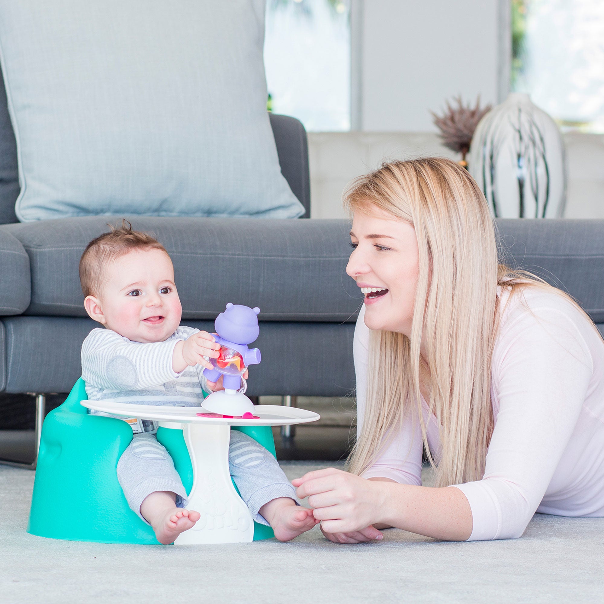 Bumbo Baby Soft Foam Wide Floor Seat w/3 Point Adjustable Harness, 3 Pack, Aqua - VMInnovations