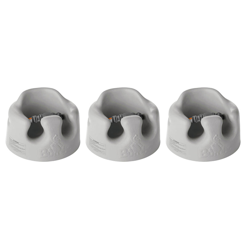 Bumbo Baby Soft Foam Wide Floor Seat w/3 Point Adjustable Harness, 3 Pack, Grey