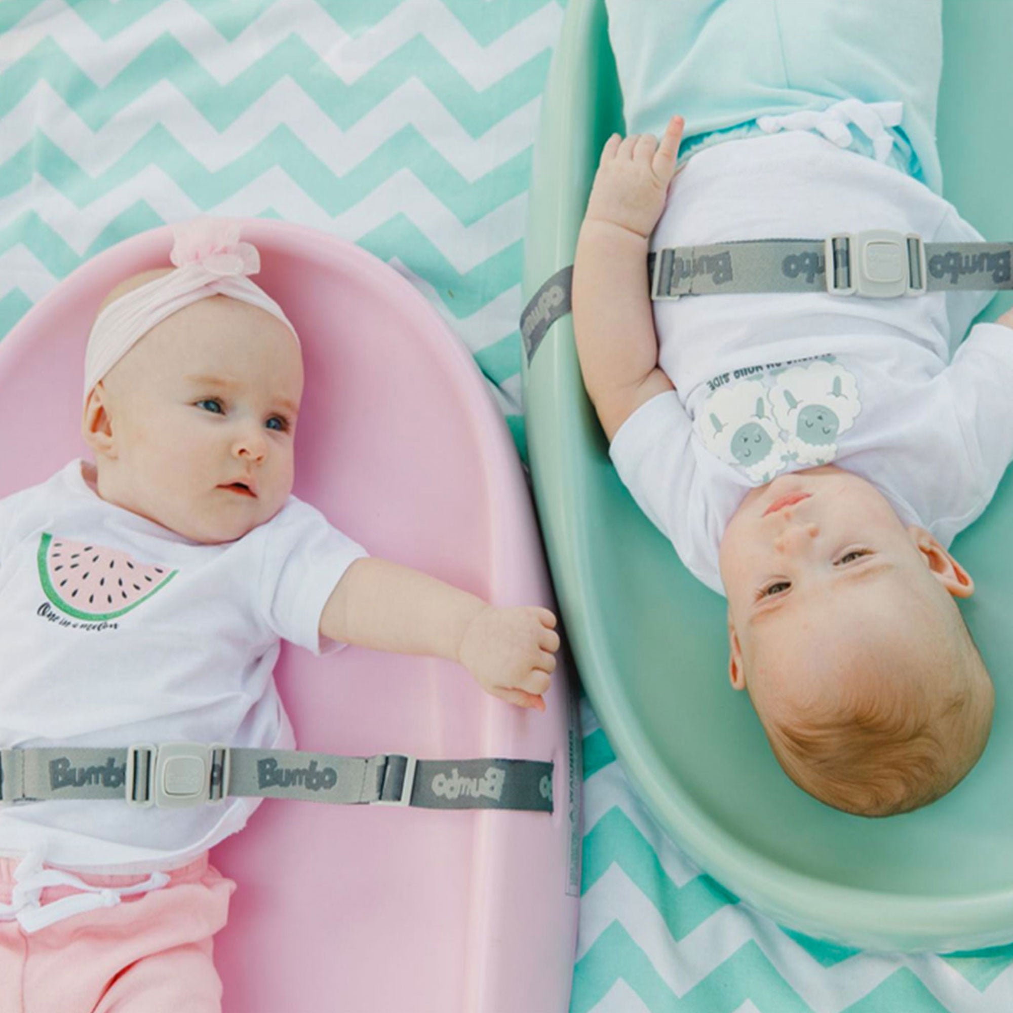 Bumbo Diaper Changing Pad, Baby Changing Mat with Safety Belt, 2 Pack, Pink - VMInnovations