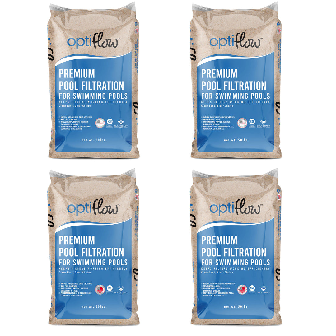 OptiFlow 50Lb Premium Pool Filtration Angular Sand w/Pure Silica Formula, 4 Pack