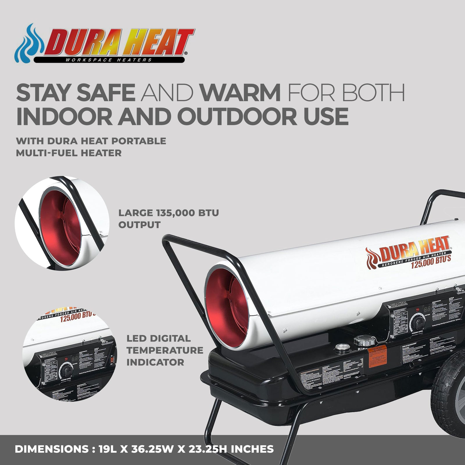 Dura Heat Kerosene Forced-Air Portable Heater with Thermostat for 3,200 Sq Ft - VMInnovations
