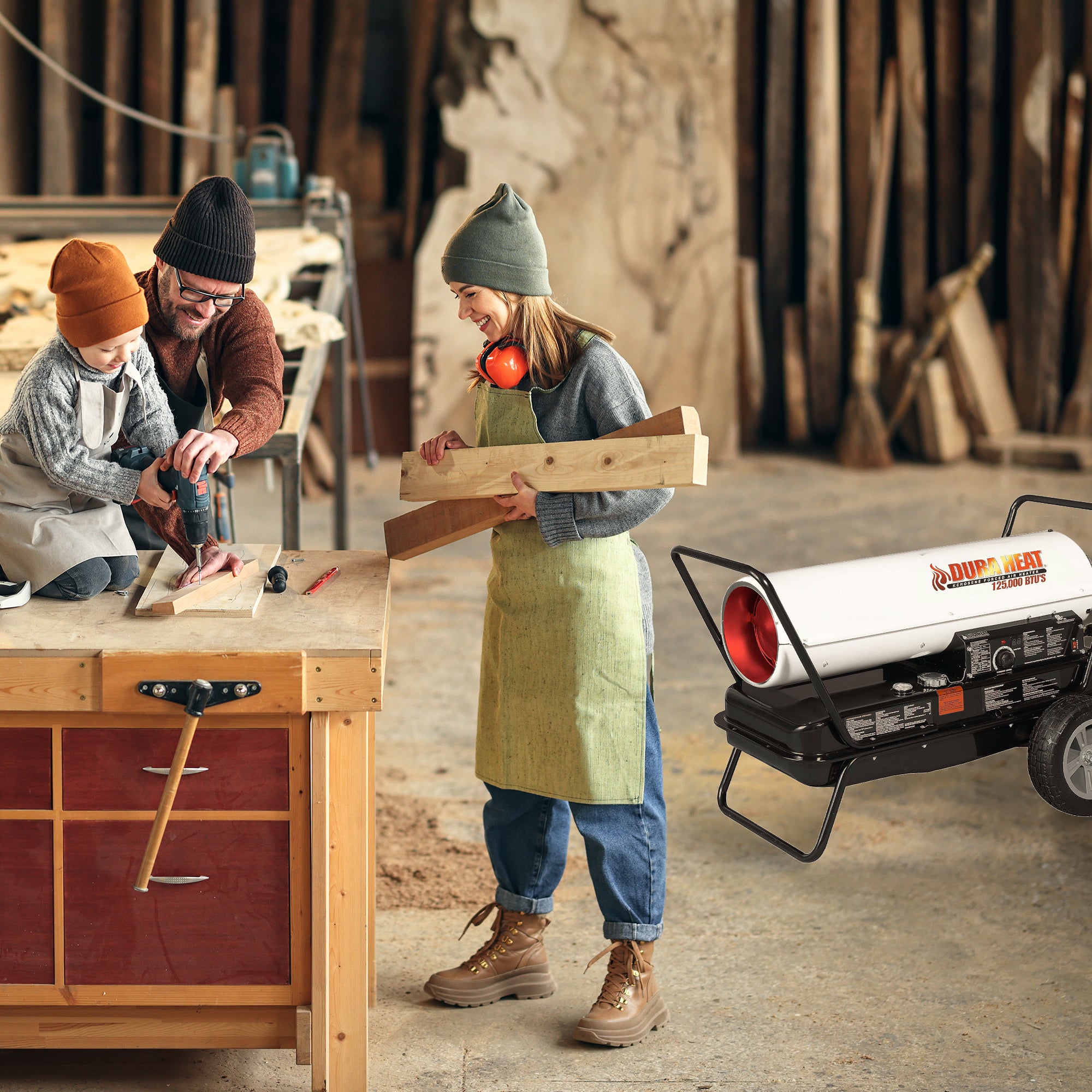Dura Heat 2 Pack Kerosene Forced-Air Portable Heater w/Thermostat for 3200 Sq Ft - VMInnovations