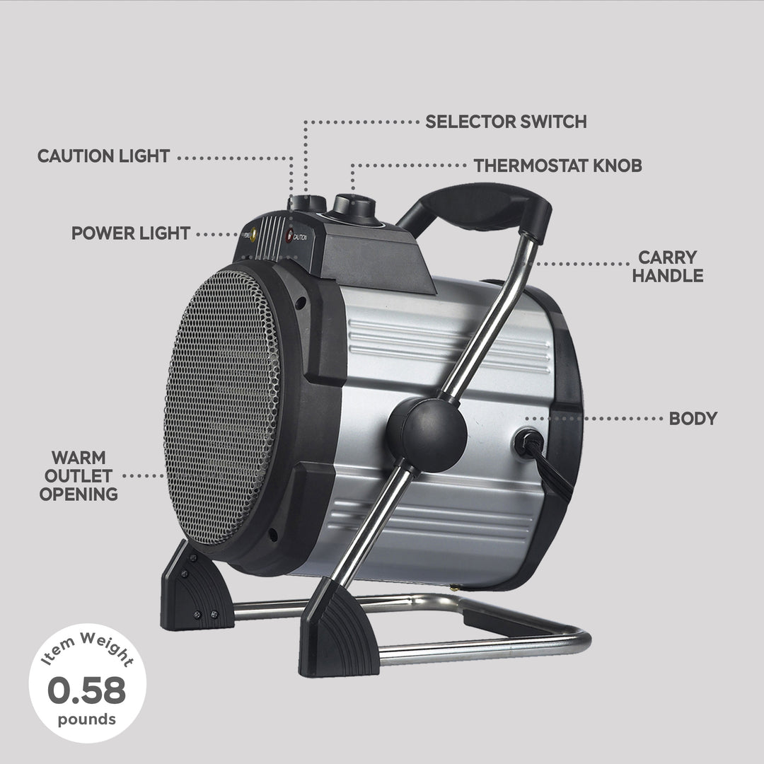 Geneva Industrial Portable Ceramic Heater 3 Setting Adjustable Thermostat Fan