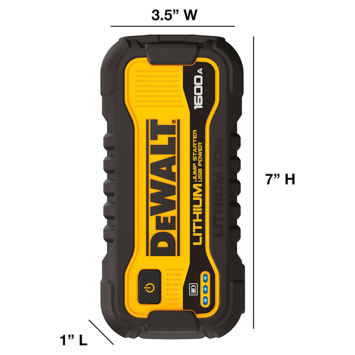 DEWALT 1600 Peak Amp Li-Po Battery Jump Power Starter, Car Charger Set (Used)