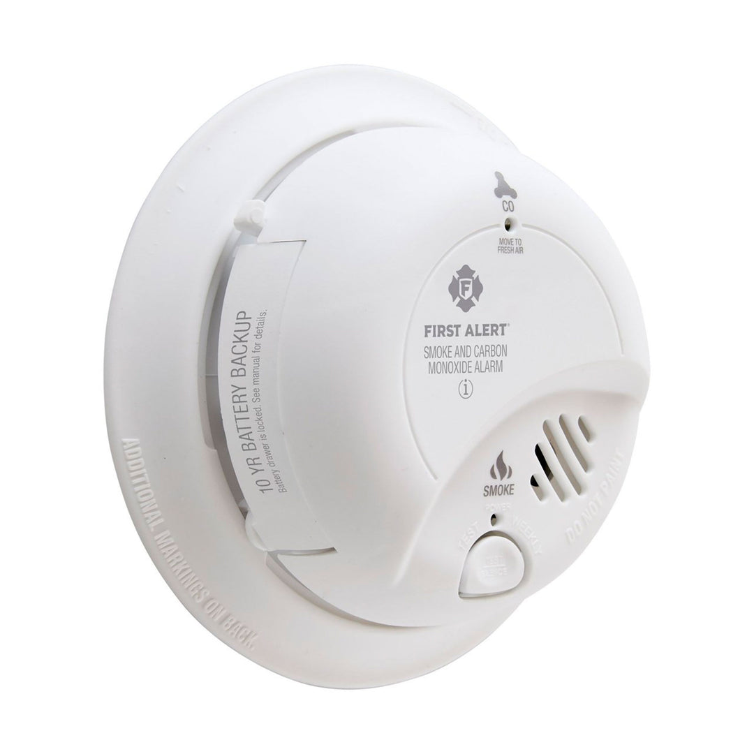 First Alert Smoke & Carbon Monoxide Alarm Detector w/9 Volt Battery, White(Used)